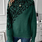 Turtleneck Leopard Print Long Sleeve Loose Fashion Casual Sweater