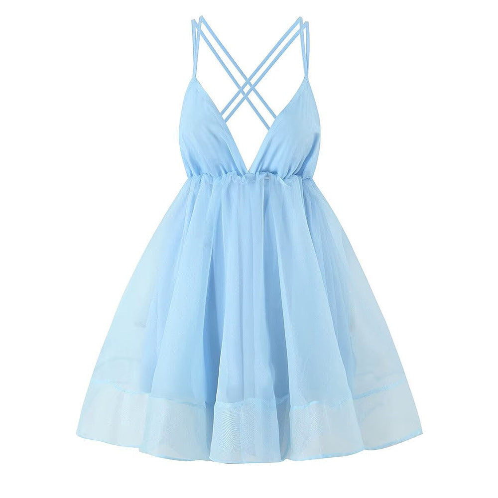 Summer New European And American Style Women's Multi-color Solid Color Sling Dress