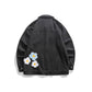 Flower Embroidered Pocket Work Jacket Retro Loose Lapel Jacket Men's