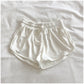 Ice Silk Thread Shorts Summer Korean Style Elastic Waistband Wide Leg Pants Elastic
