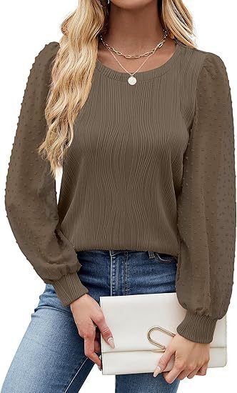 Women's Round Neck Chiffon Puff Sleeve Fashion