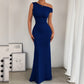 Off-the-shoulder Waist Pleated Sleeveless Dress