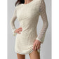 Lace-up Round-neck Long-sleeve Skirt For Women