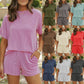 Thread Short Sleeve Round Neck Top Pocket
