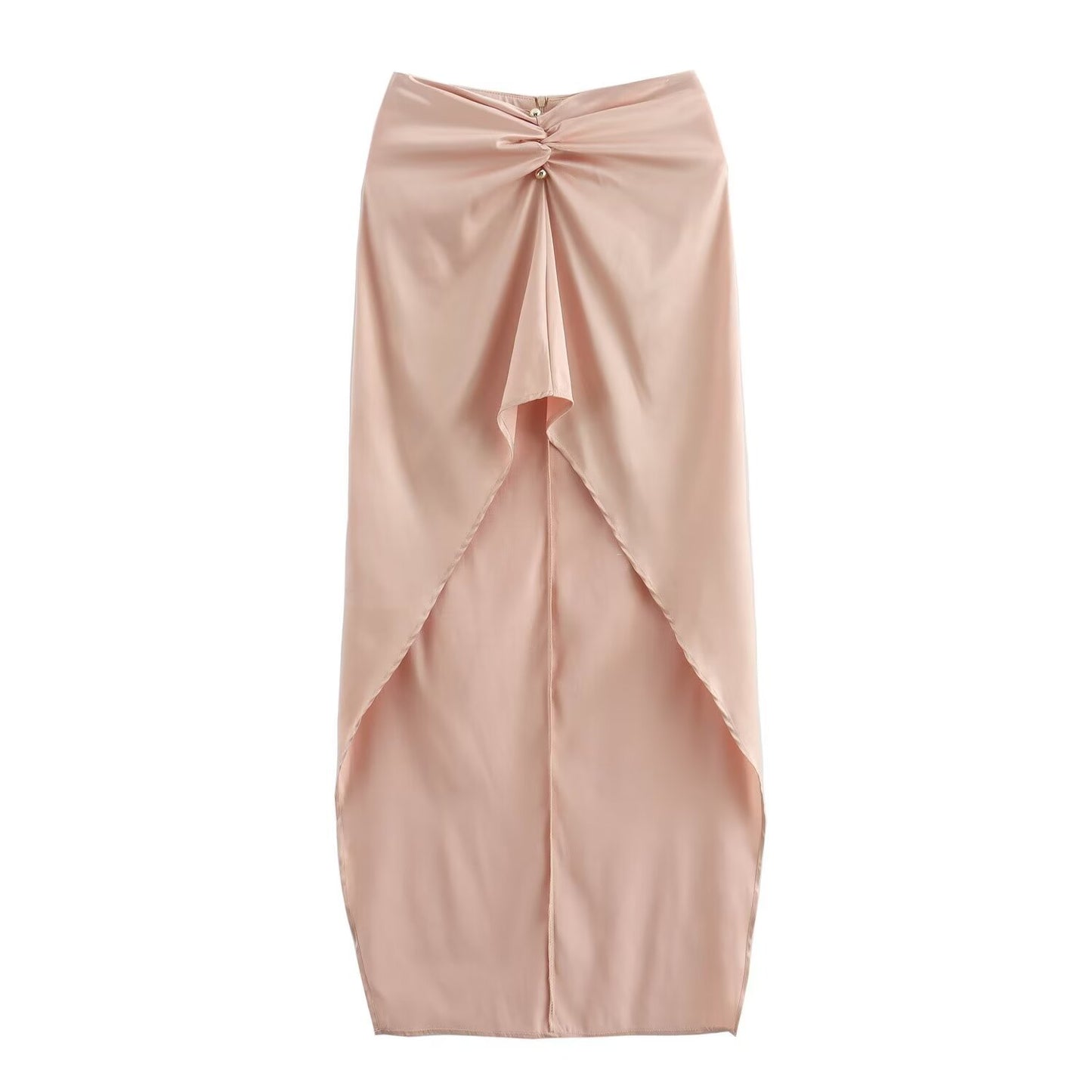 New Navel Cut Short Long Sleeve Top With Waist Pleated Irregular Hem Suit