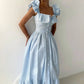 Striped Ruffles A- Line Waist Fitted Dress
