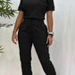 Workwear Casual Round Neck Short Sleeve Trousers Two-piece Set