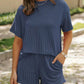 Thread Short Sleeve Round Neck Top Pocket