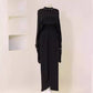 Elegant Batwing Sleeve Top Elegant Waist-tight Mid-length Dress Set