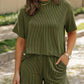 Thread Short Sleeve Round Neck Top Pocket