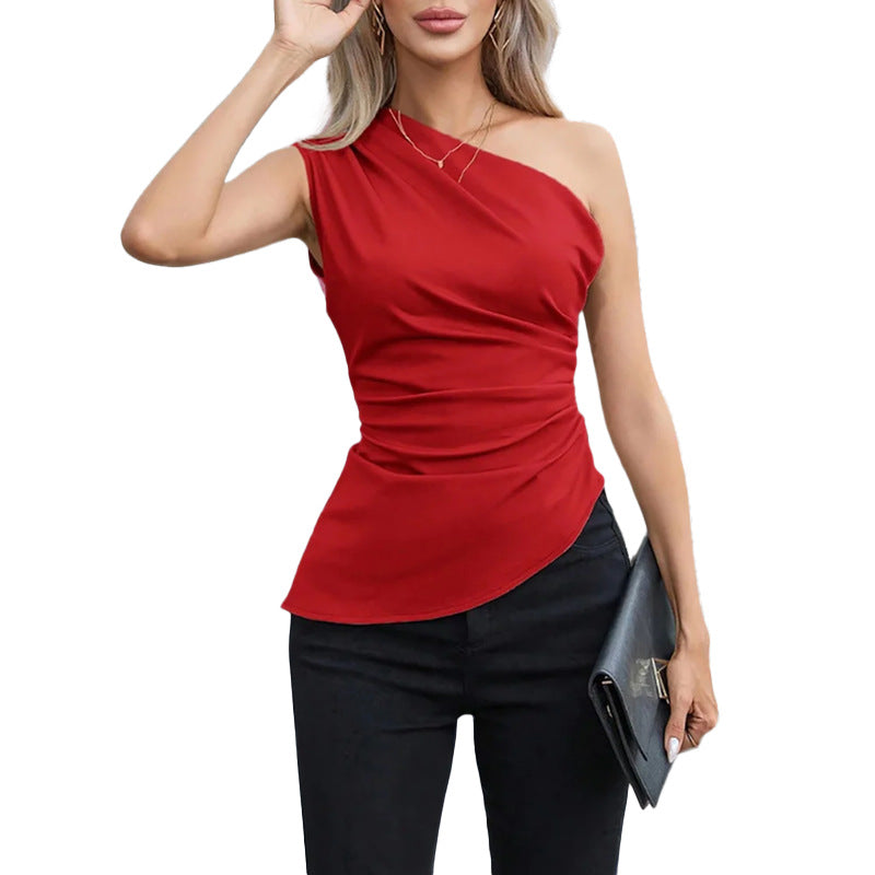 Spring New Elegant Elegant Crossbody Vest Slim Top
