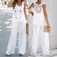 Women's Sleeveless Solid Color Back Hollow Lace Suit