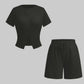 Women's Slim-fit Short Sleeve Blouse And Pants