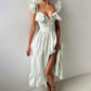 Striped Ruffles A- Line Waist Fitted Dress