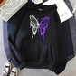 Sweat à capuche à motif papillon blanc et violet