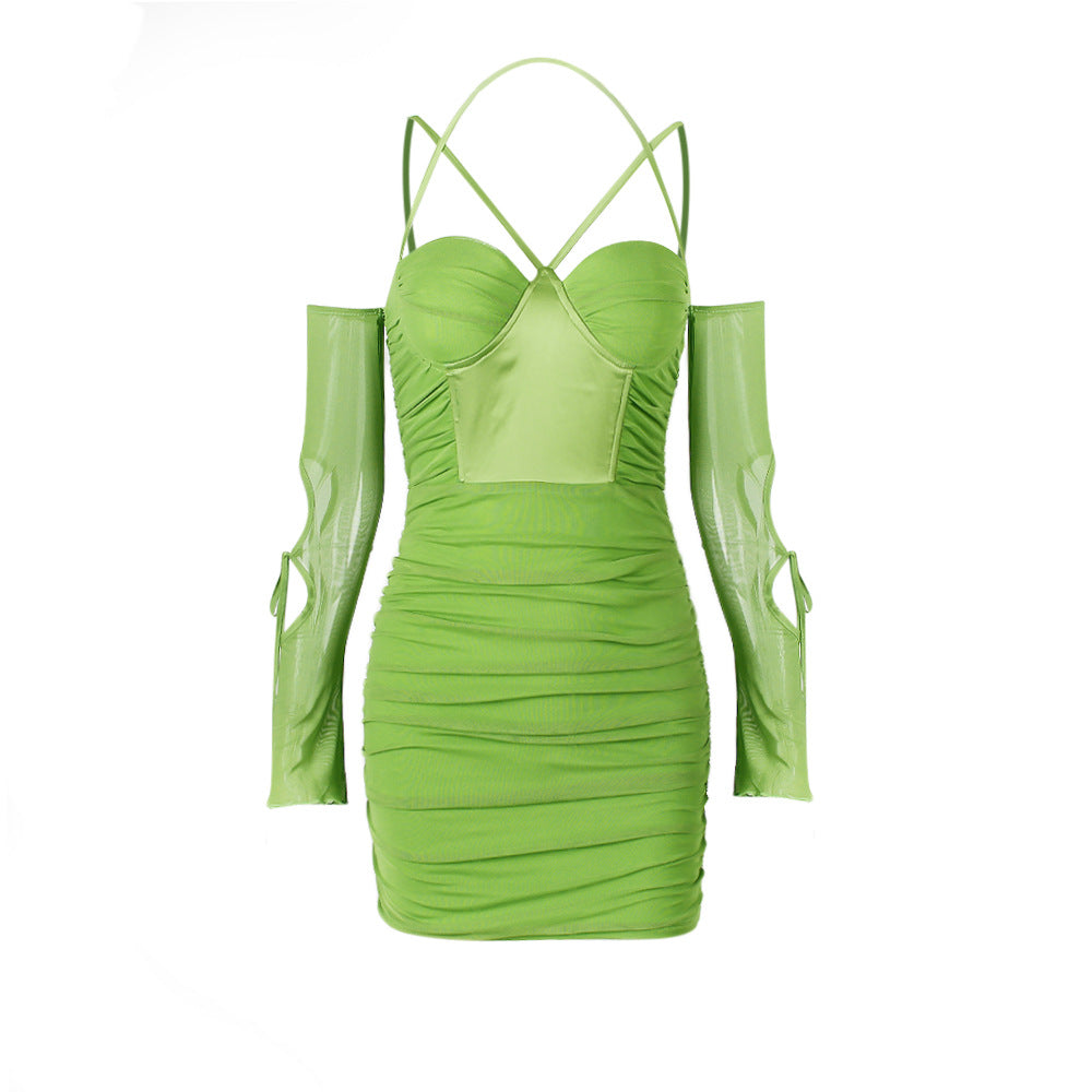 Women's Hollow-out Slim-fit Solid Color Sling Dress
