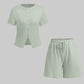 Women's Slim-fit Short Sleeve Blouse And Pants