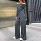 New Design Sense High Waist Off-neck Irregular Slim-fit Top Suit
