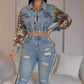 New Retro Jeans Women's Stitching Fashion Side Lace Suit