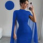Women's Round Neck Sunken Stripe Pearl Chiffon Sheath Dress