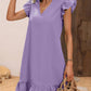 Women's V-neck Ruffle Loose Waist Short Sleeve Dress