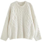 Round Neck Loose Pullover Idle Style Outerwear Cable-knit Sweater Women