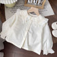 Girls' Suit Lace Shirt Flower Denim Suspender Dress