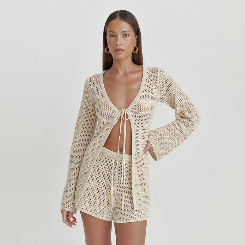 Autumn Beach Women's Solid Color Knitted Beach Bikini
