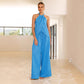 Women's Round Neck Wide Leg Pants Suit