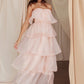 Pure Color Ruffles Suspender Layered Dress