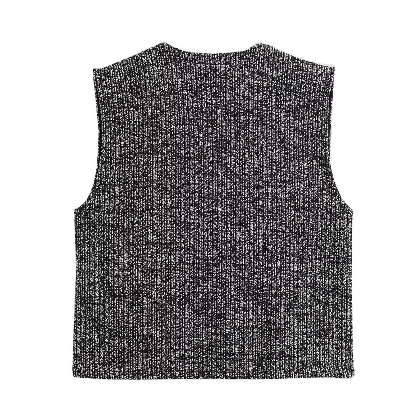 Women's Decorated Row Button Texture Vest-style Top And Trousers Suit