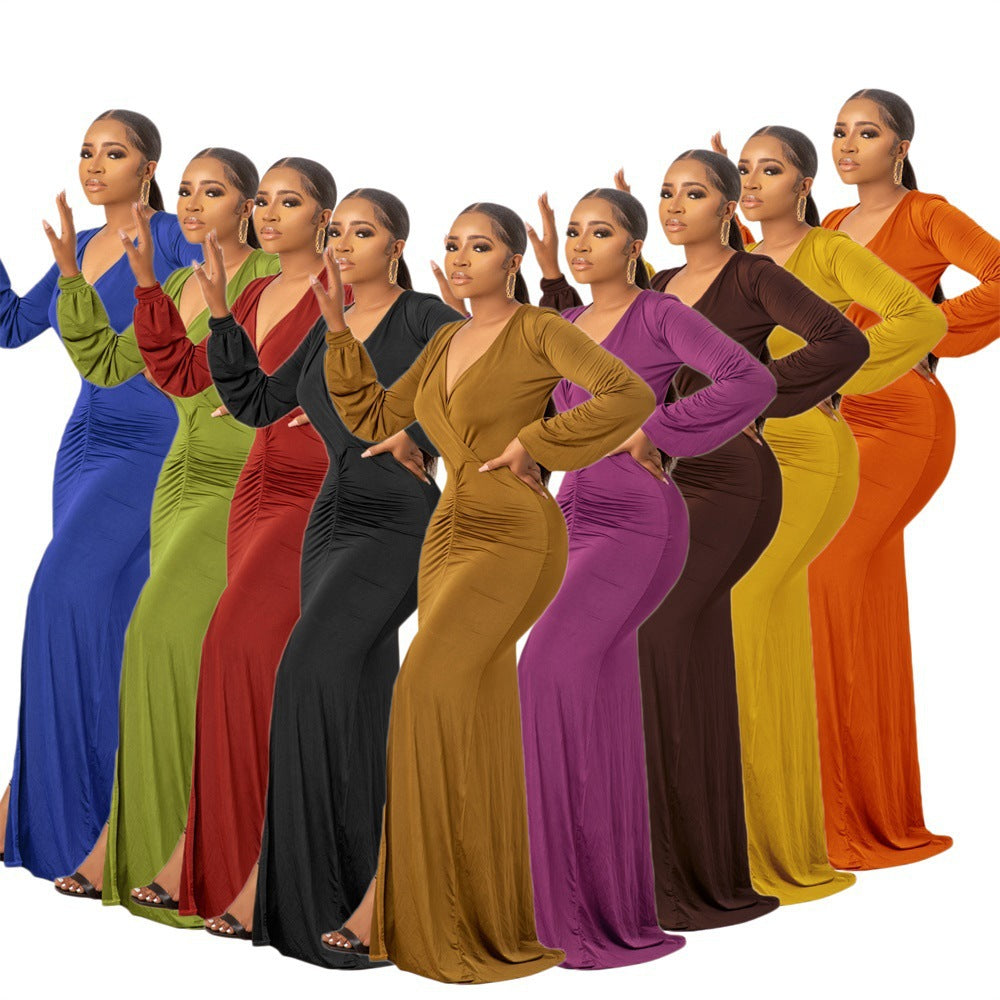 Casual Long Sleeve Solid Color Women's Clothing Dress