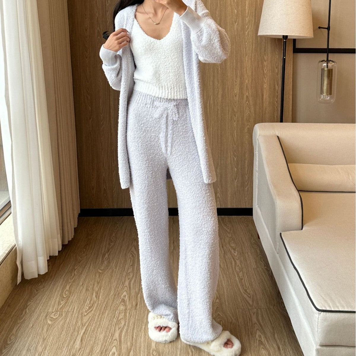Home Wear Women's Half Velvet Thick Loose Pajamas Suit