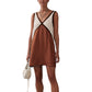 Women's V-neck Loose-fitting Sleeveless Shirt Color-matching Dress