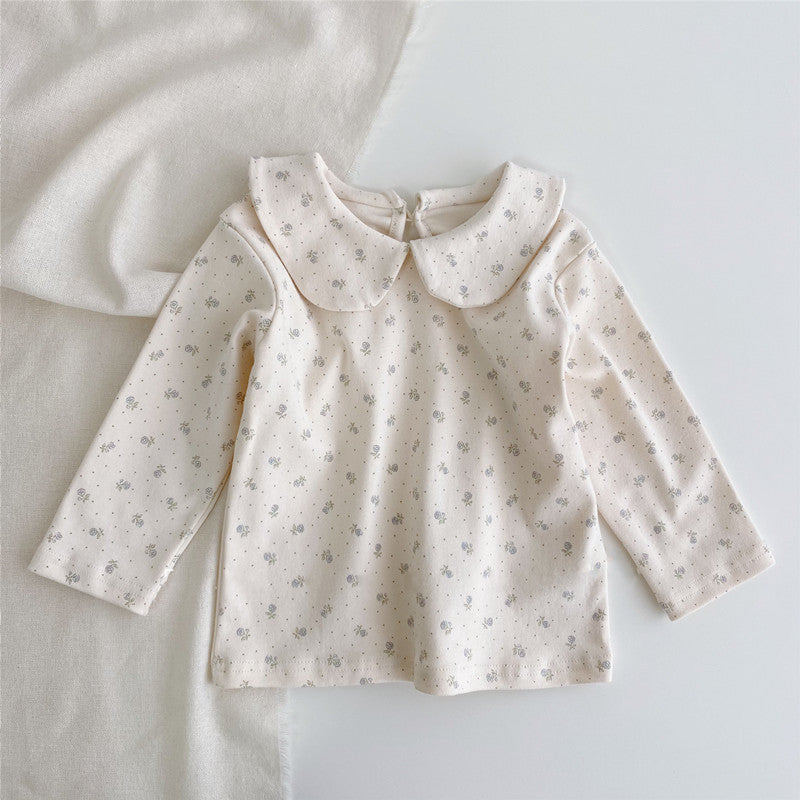 Lapel Plaid Small Floral Cute Baby Girl Top