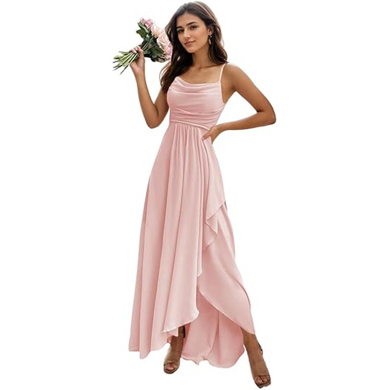Women's Color All-matching Single Strap Waist-tight Dress
