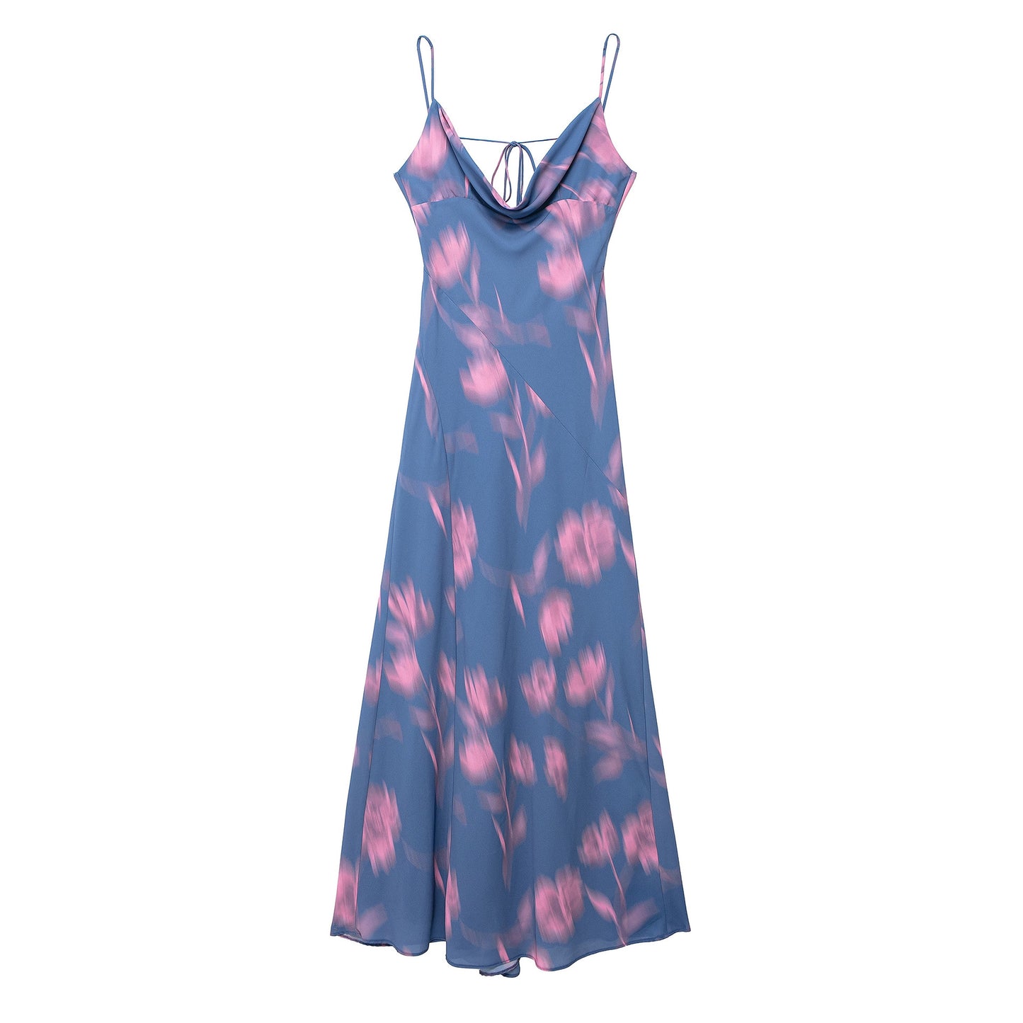 Draped Collar Printing Slip Dress Women