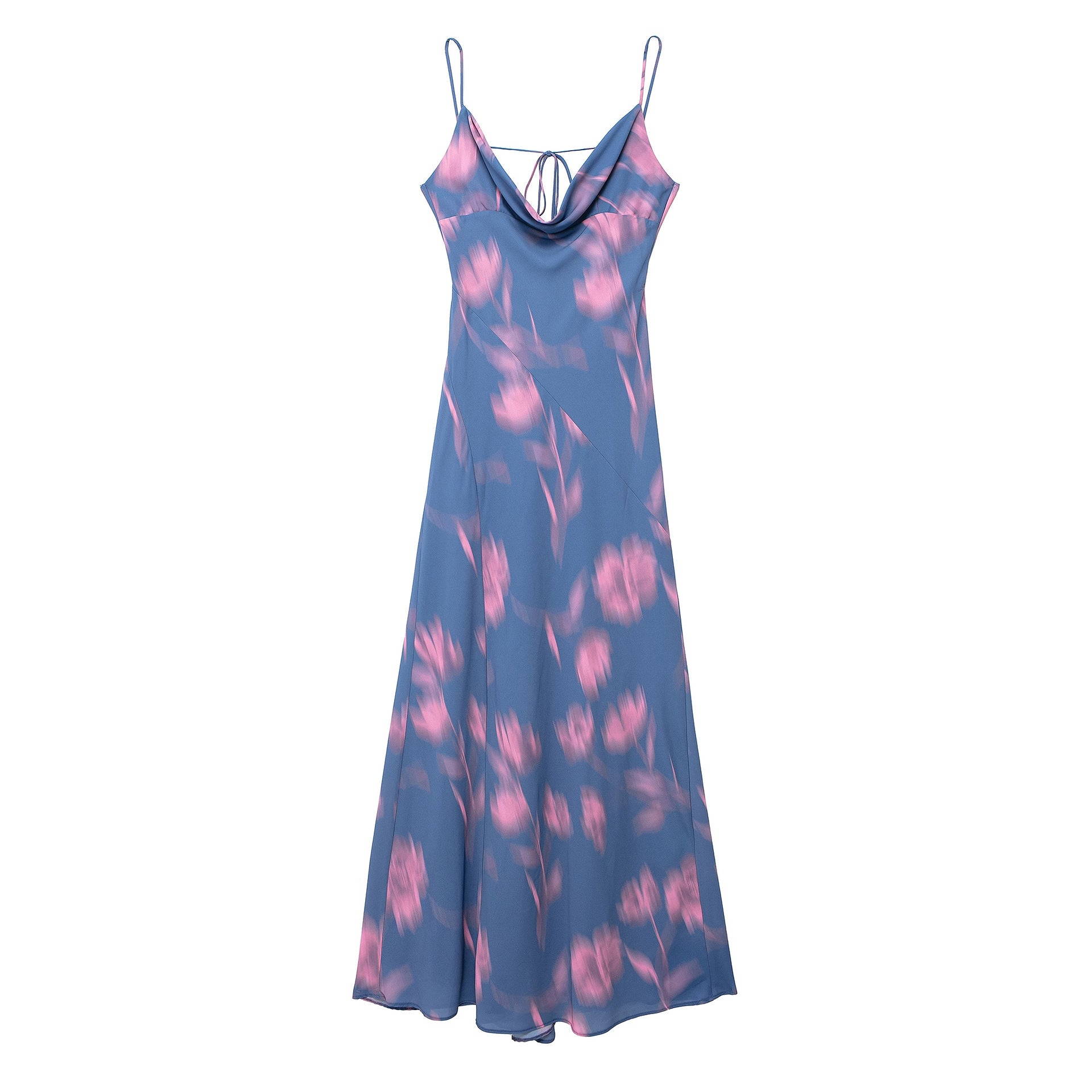 Draped Collar Printing Slip Dress Women