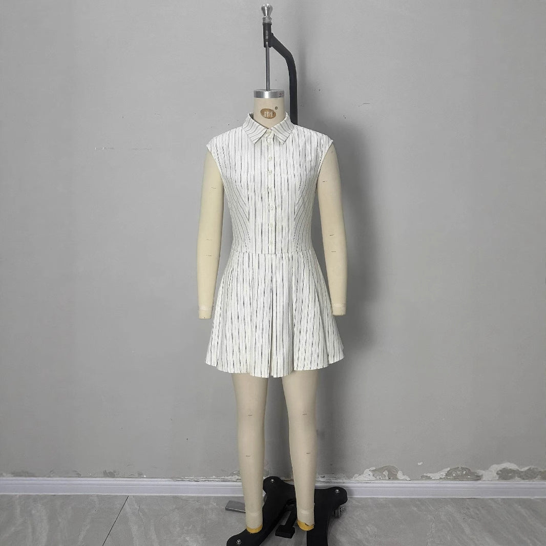 Commute Slim-fit Sleeveless Single-breasted Dress