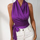 Halter Fashion Personalized Satin Shirt For Women