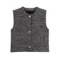 Women's Decorated Row Button Texture Vest-style Top And Trousers Suit