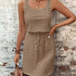 Hollow Texture Drawstring Mini Dress Slimming
