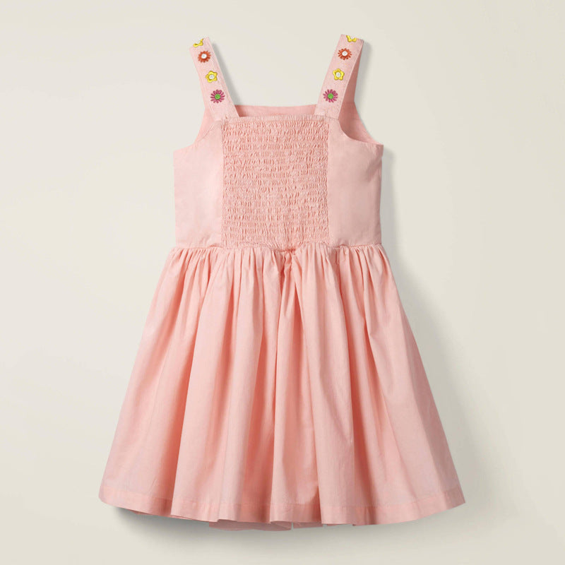 Children's Embroidered Flower Cotton Sleeveless Dress