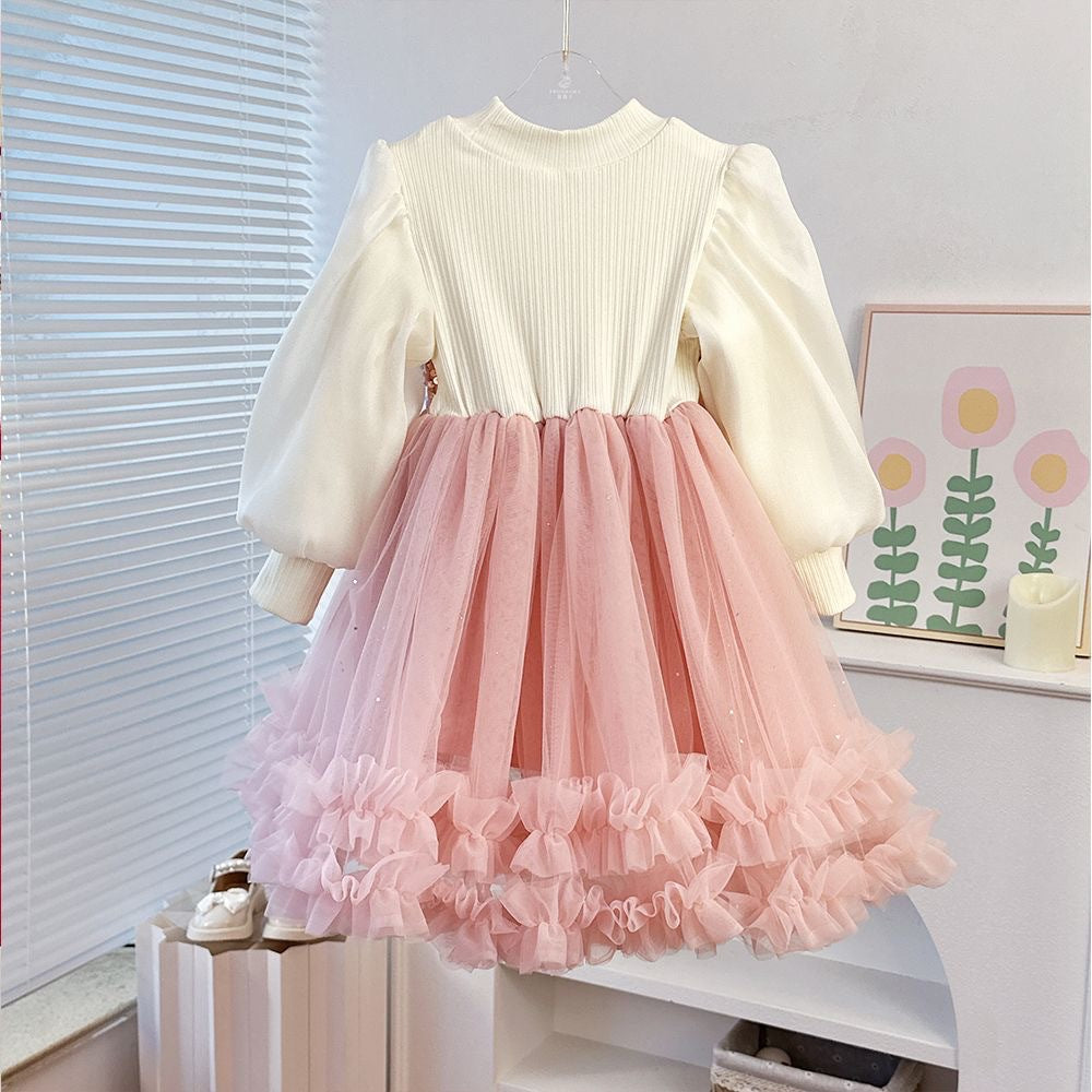 New Autumn And Winter Fleece-lined Thickening Princess Dress
