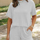 Thread Short Sleeve Round Neck Top Pocket