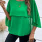 Women's All-match Round Neck Solid Color Layered Cape Sleeve Chiffon Shirt