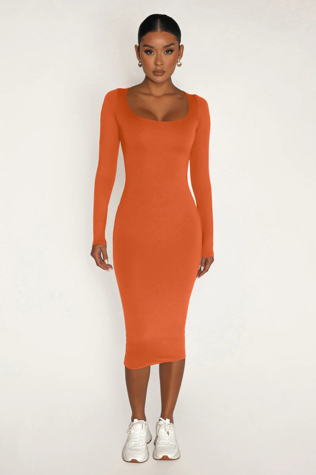 Round Neck Fleece Thickened Slim Fit Hip Skirt
