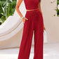Trousers Elastic Waist Loose-fitting Sleeveless Shirt Suit