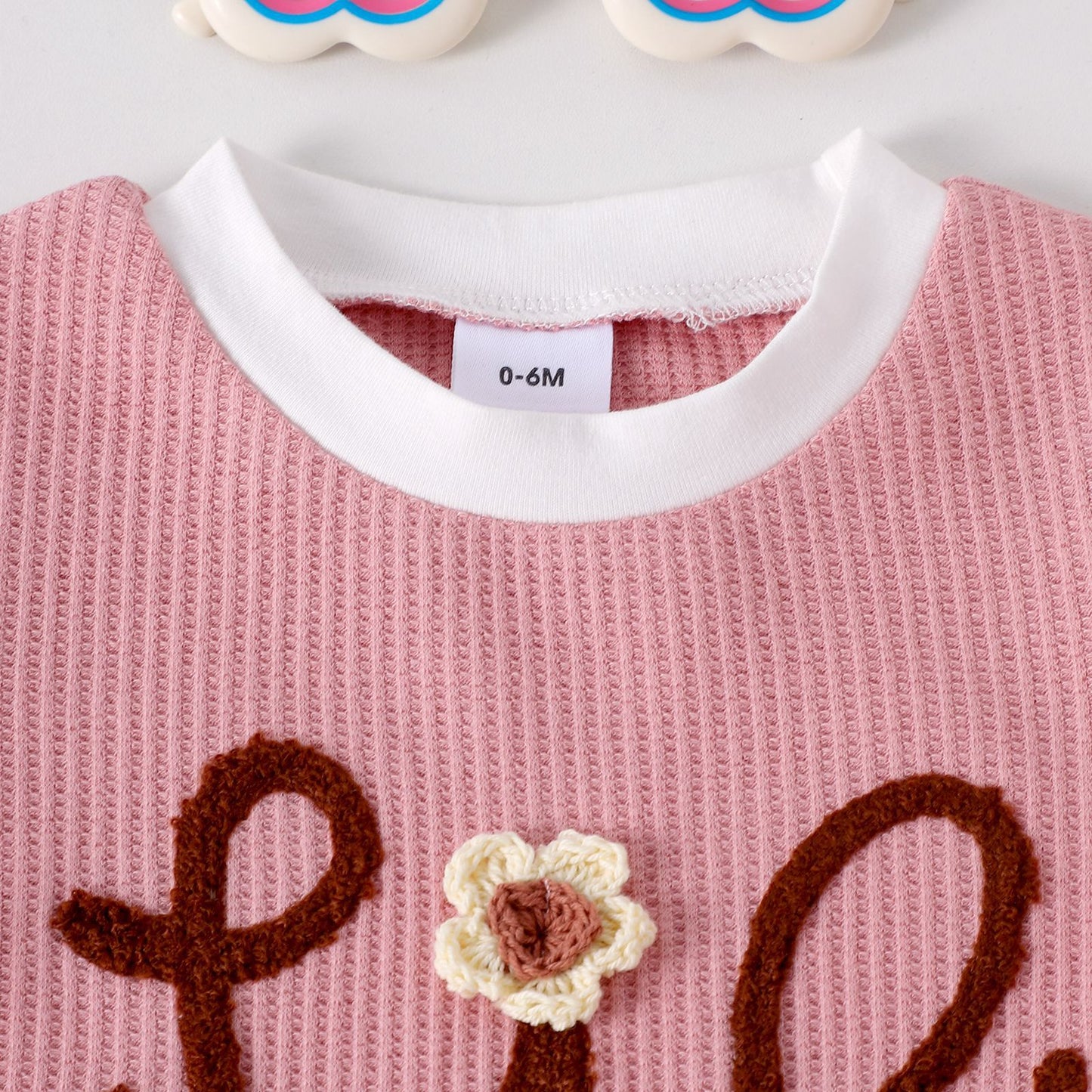 Waffle Towel Embroidery Flower Suit