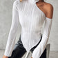 Autumn And Winter New Solid Color Strapless Round Neck Women's T-shirt